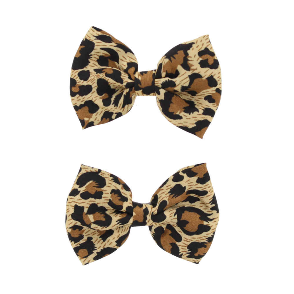 Zac's Alter Ego - Leopard print small bow Hair clip - Brown